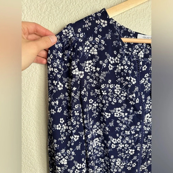 Collective Concepts Blue Floral Long Sleeve Flowy Top Size Small - Picture 6 of 12